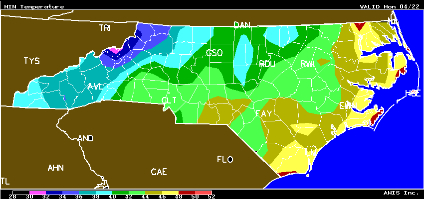 Frost Update For North Carolina 1130am Sat April 20 Nc State Extension 