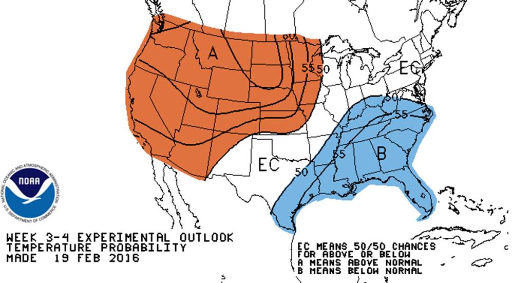 30 Day Ag Weather Outlook MD – VA – TN- NC – SC (7pm, Sunday, 2/21/16 ...