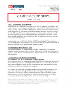 Cover photo for Latest Edition of Camden Crop News