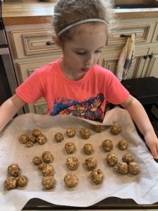 Protein balls, ready for cooling