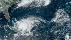 Satellite image of Hurricane Isaias as it approaches Florida on July 31, 2020. Photo from the NOAA.