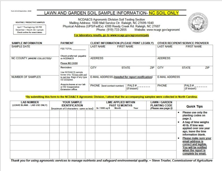 New NCDA&CS Form for Soil Tests | NC State Extension