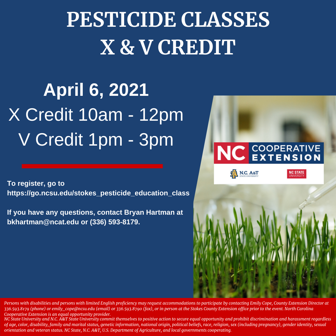 Pesticide X & V Training N.C. Cooperative Extension