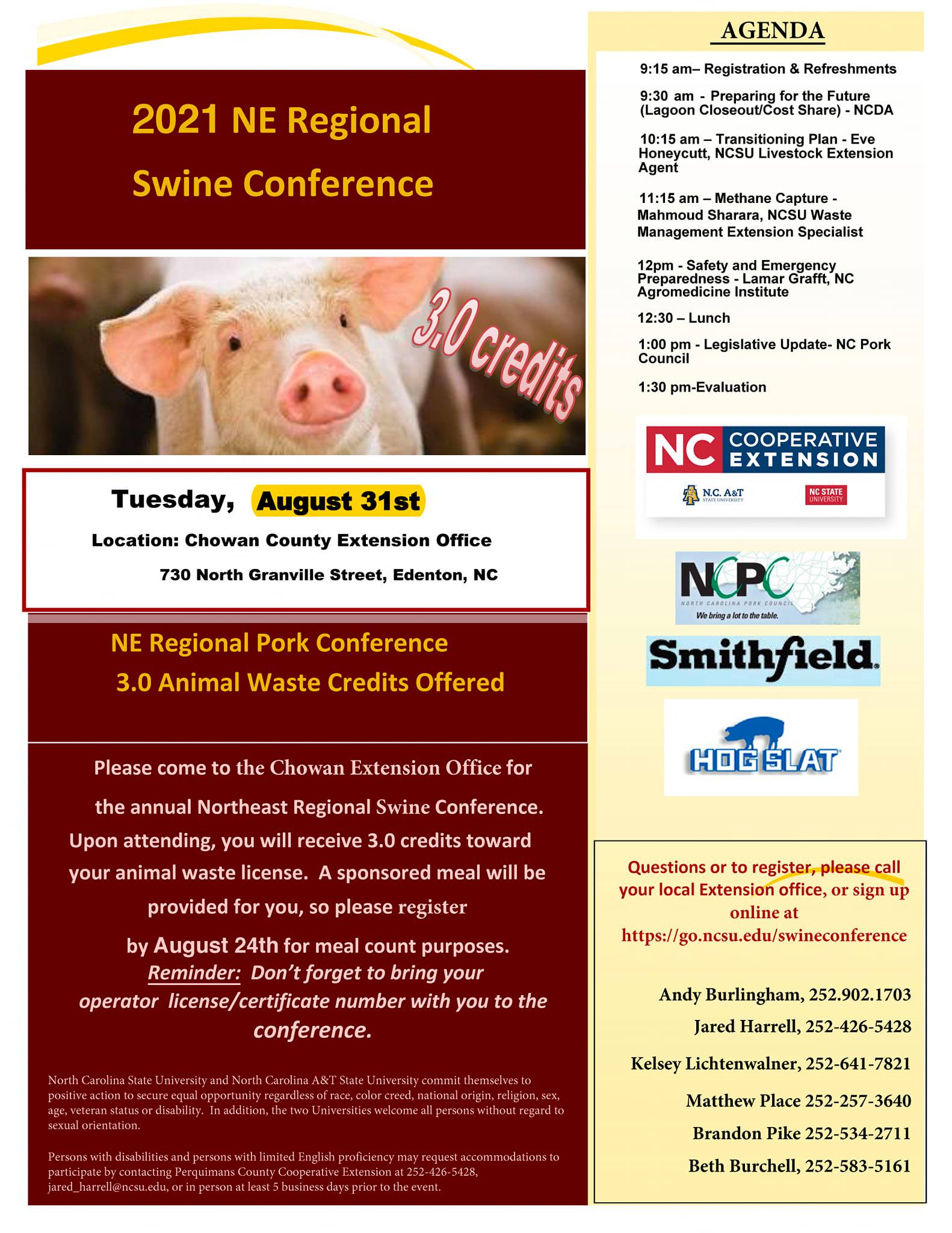 2021 NE Regional Swine Conference N.C. Cooperative Extension