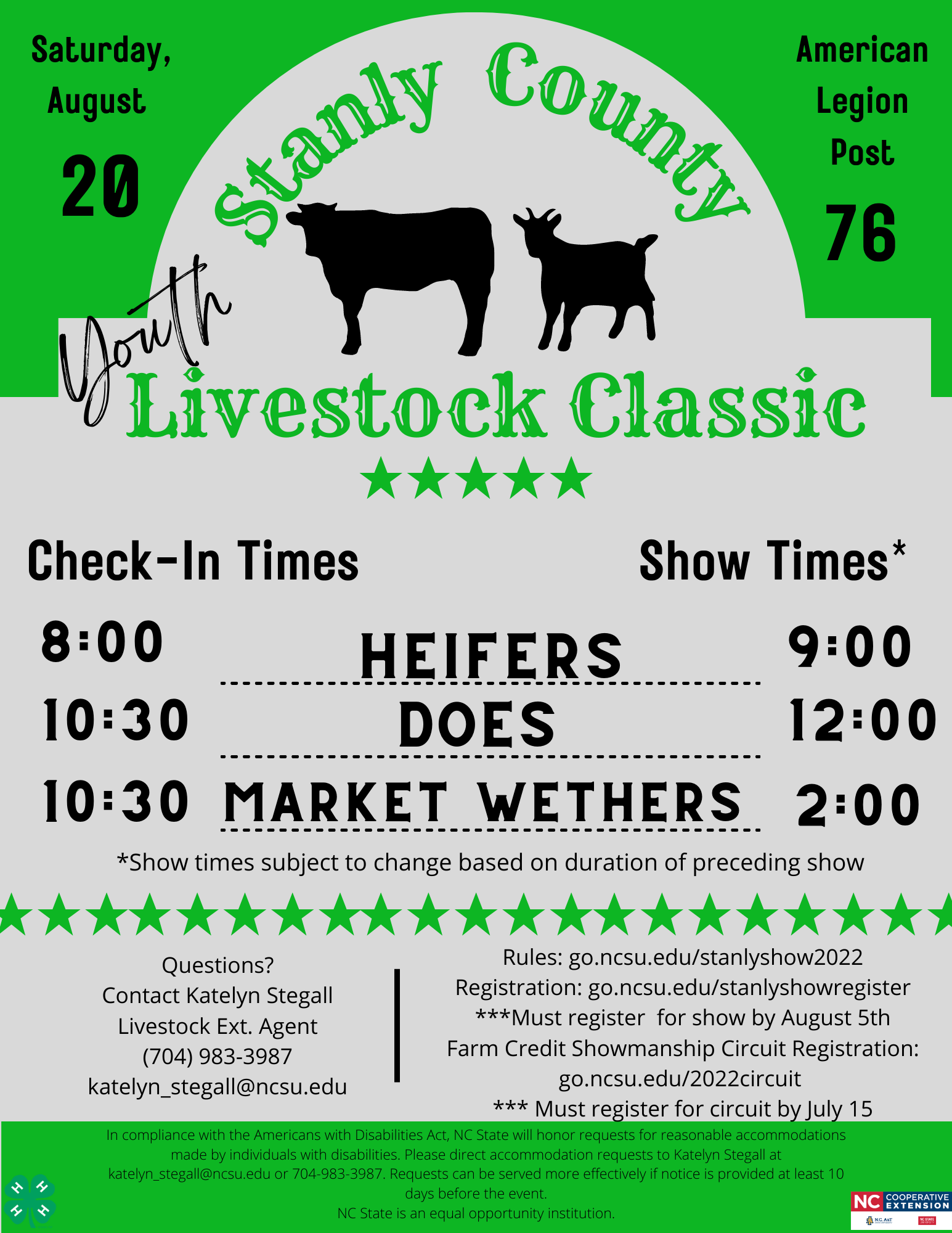 2022 Stanly County Livestock Show N.C. Cooperative Extension
