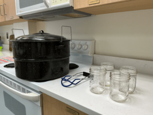 canning supplies on kitchen counter