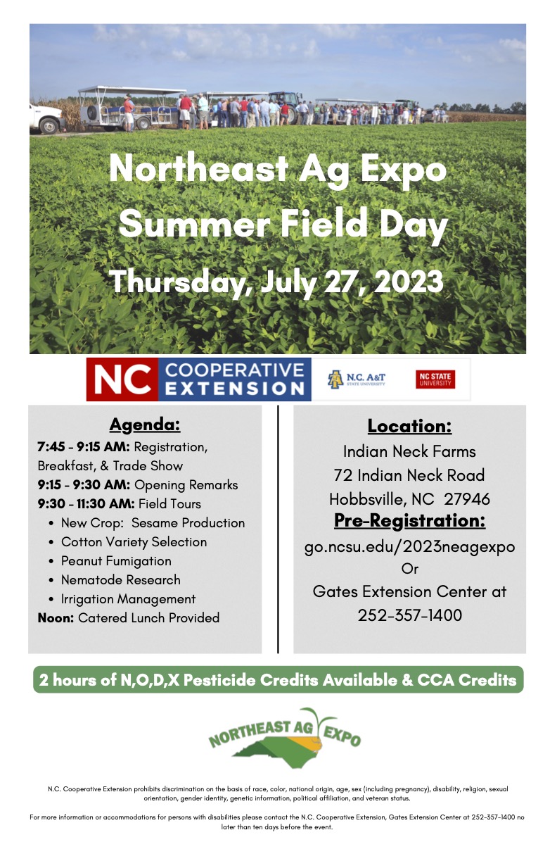 2023 Northeast Ag Expo Summer Field Day N.C. Cooperative Extension