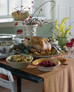 Traditional Thanksgiving meal on table