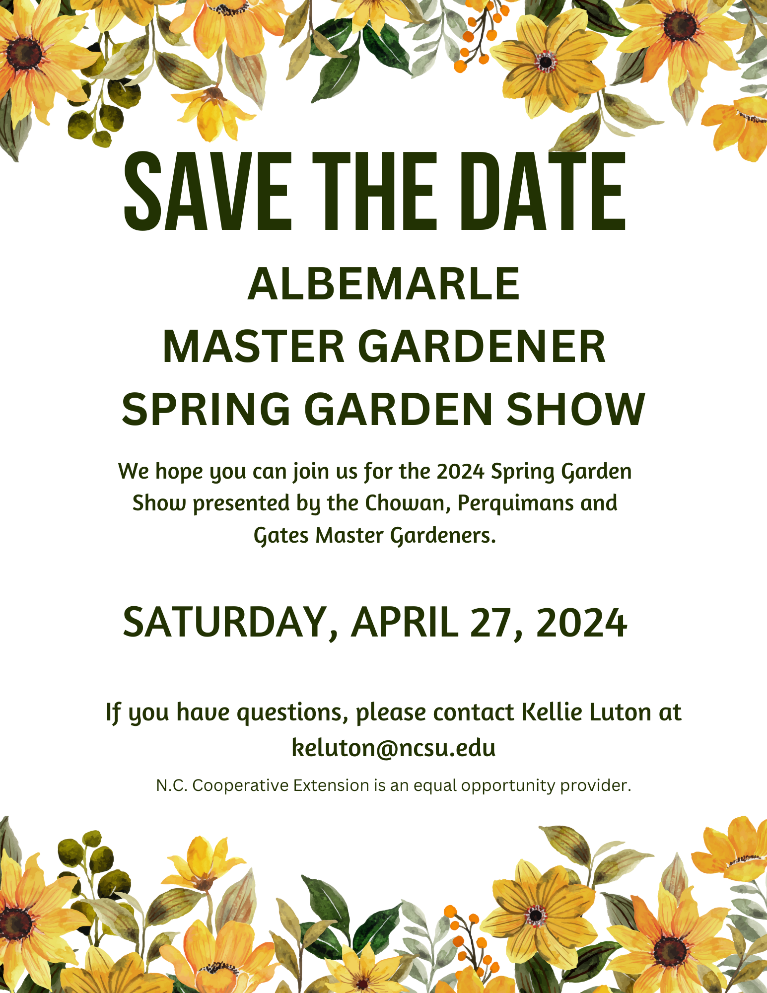 Save the Date- Albemarle Master Garden Spring Garden Show | N.C ...