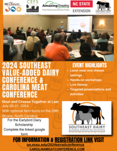 Cover photo for 2024 Southeast Value-Added Dairy Conference & Carolina Meat Conference Reminder!